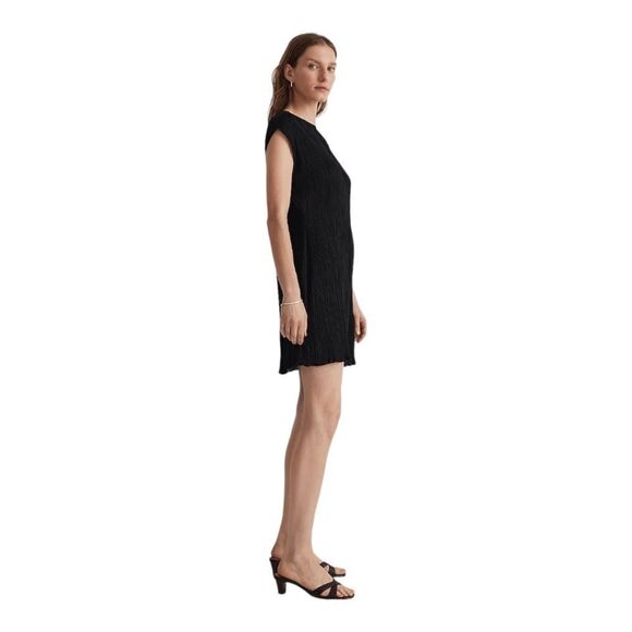 Madewell Black Plissé Pleated Mini Dress NWT Size 12 Little Black Dress Party - Picture 2 of 16